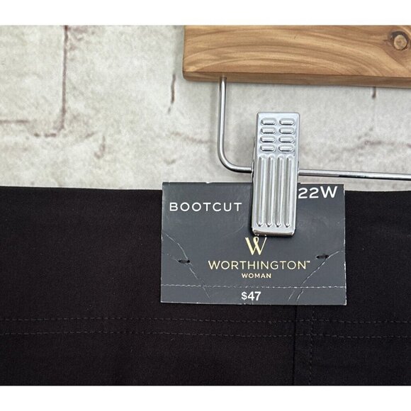 Worthington Woman Black Pull On Elastic Waist Boot Cut Dress Pant Size 22W NEW - Picture 3 of 3